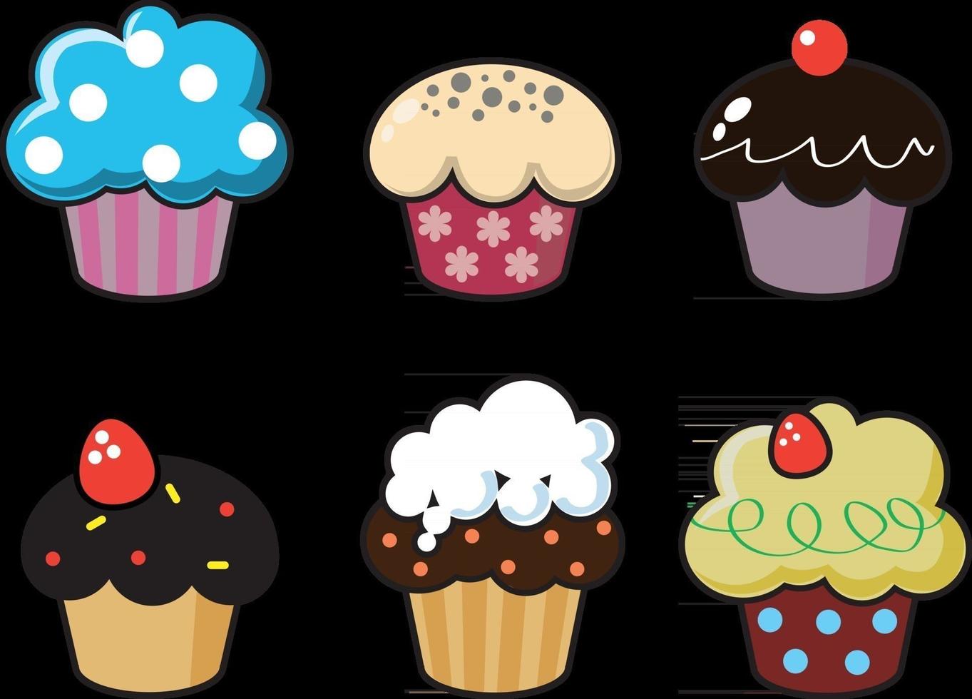 cupcake setje. karakter cartoon concept vector