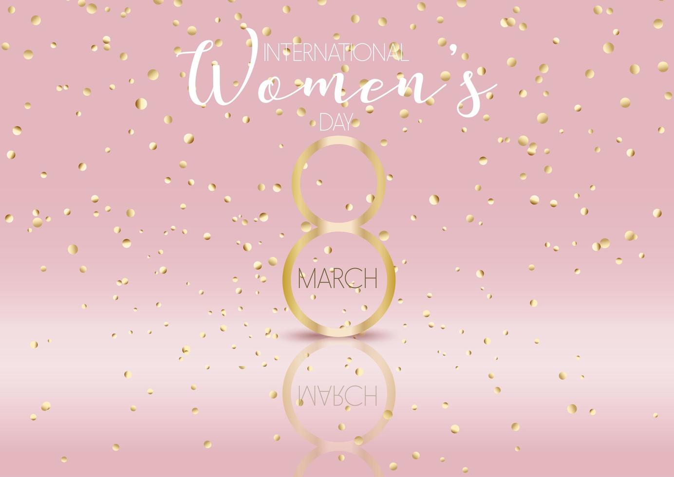 internationale vrouwendag achtergrond met gouden confetti vector