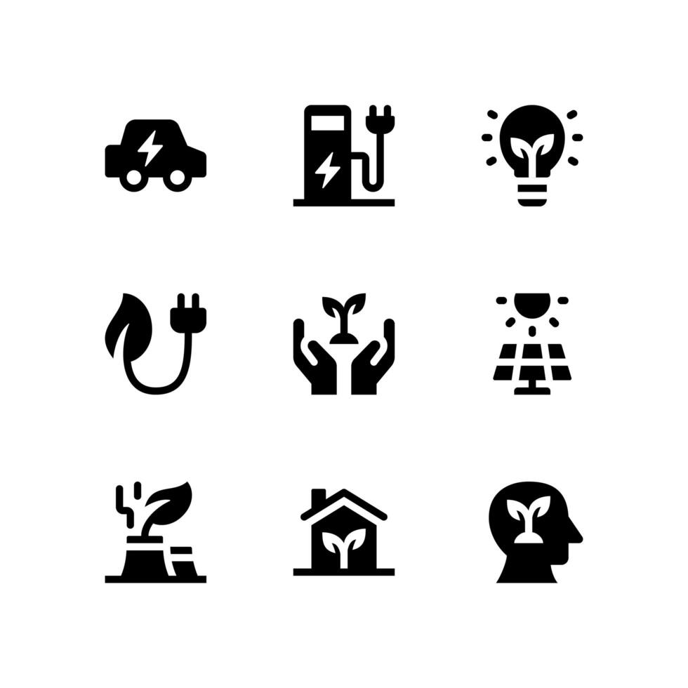 ecologie glyph pictogrammen vector