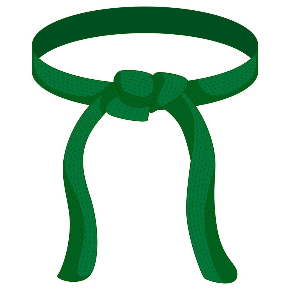 karate riem groene kleur geïsoleerd op een witte achtergrond. ontwerp icoon van Japanse krijgskunst in vlakke stijl. vector