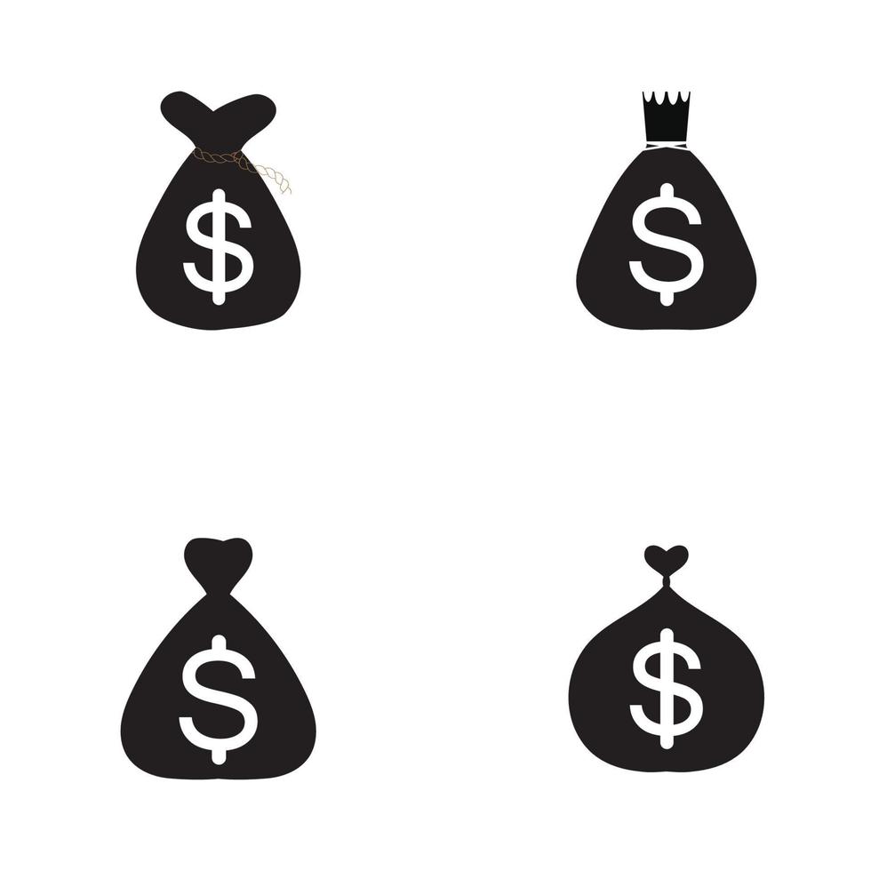 geldzak set met dollar symbool vector logo icon