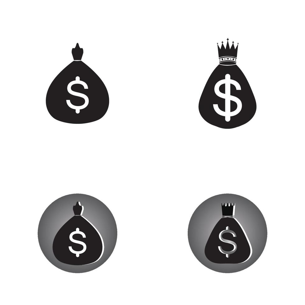geldzak set met dollar symbool vector logo icon