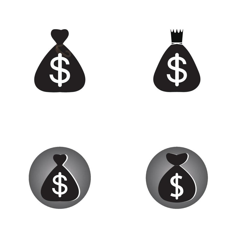 geldzak set met dollar symbool vector logo icon