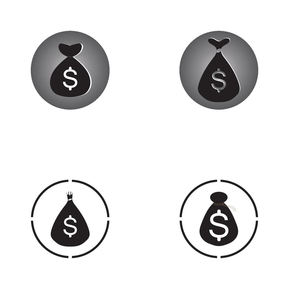 geldzak set met dollar symbool vector logo icon