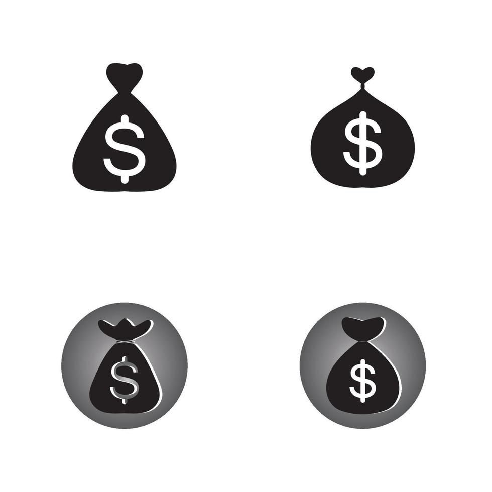 geldzak set met dollar symbool vector logo icon