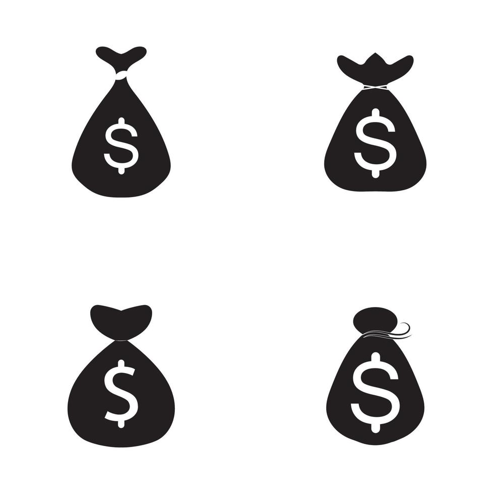 geldzak set met dollar symbool vector logo icon