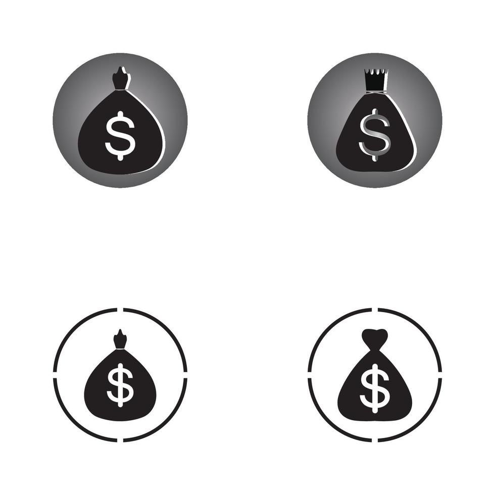 geldzak set met dollar symbool vector logo icon