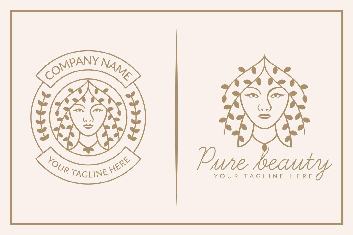elegante schoonheid vrouw gezicht met lijn art stijl logo voor huidverzorging, schoonheidsproduct, cosmetica en spa vector