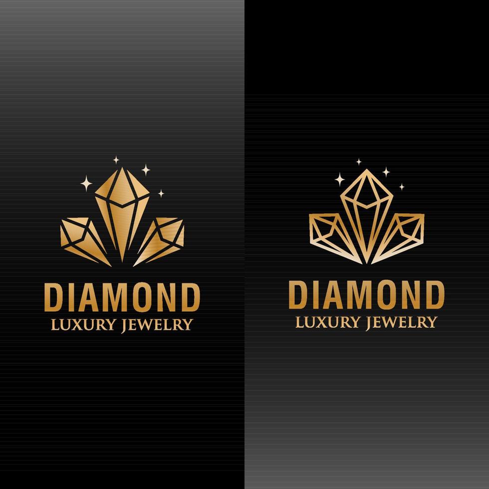 luxe diamanten sieraden gouden logo twee versies vector