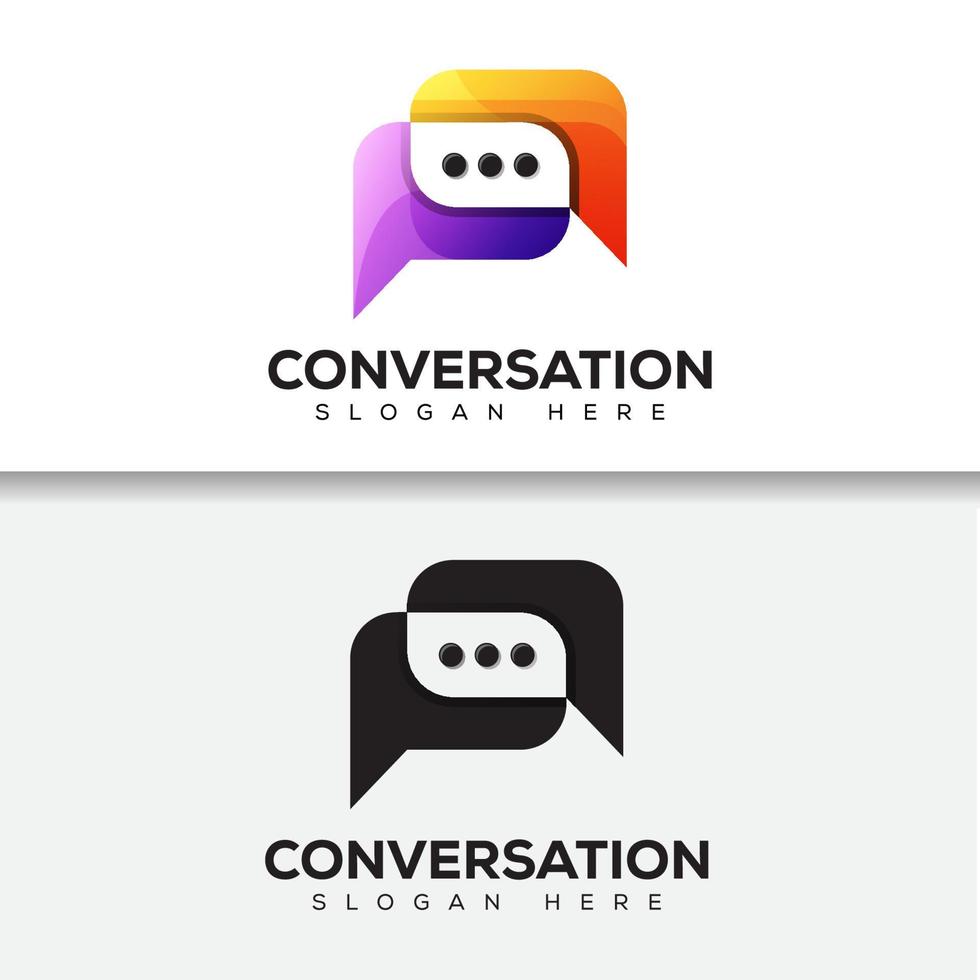 moderne kleur gesprek logo. communicatie logo, chat logo ontwerp twee versie vector