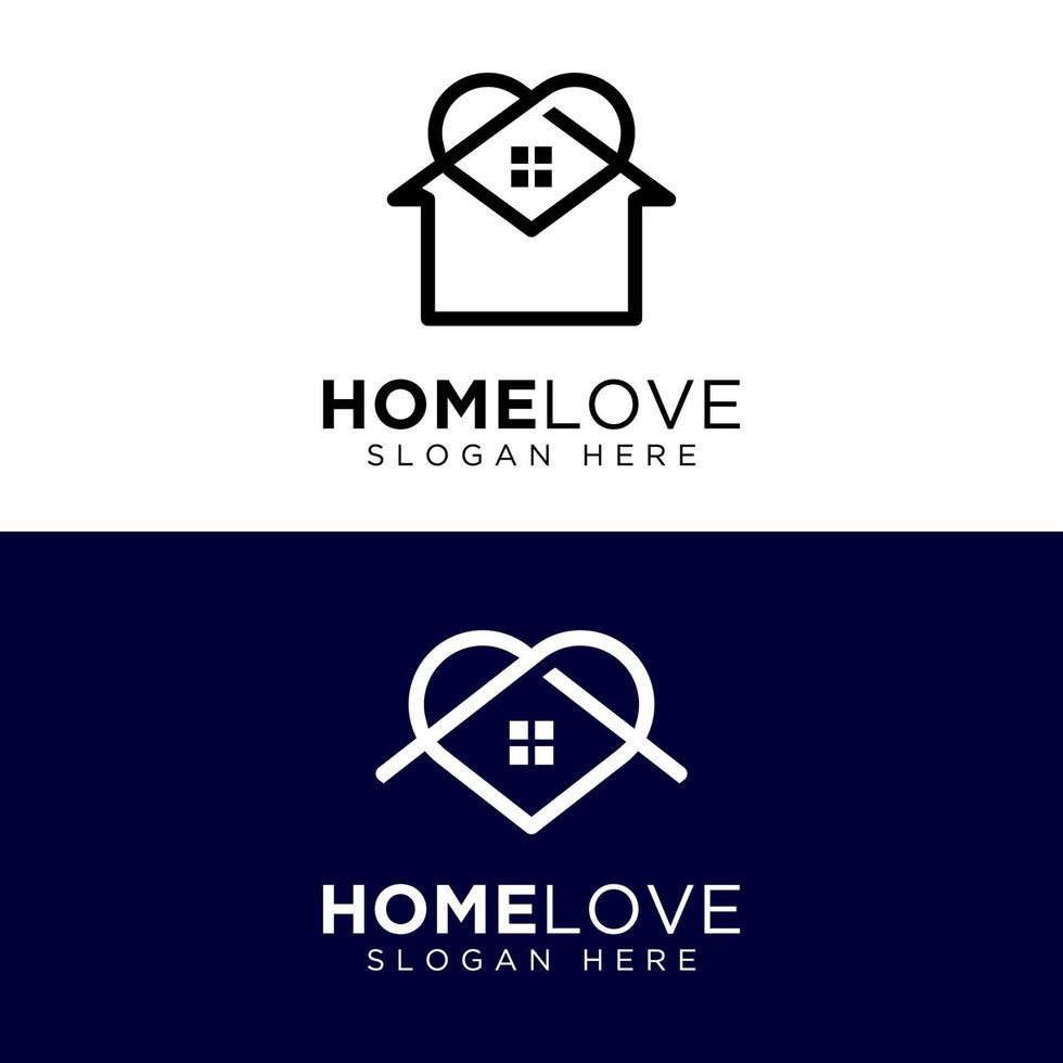 liefde huis logo ontwerpen sjabloon. huis gecombineerd met het ontwerpsymbool van het hartpictogram vector