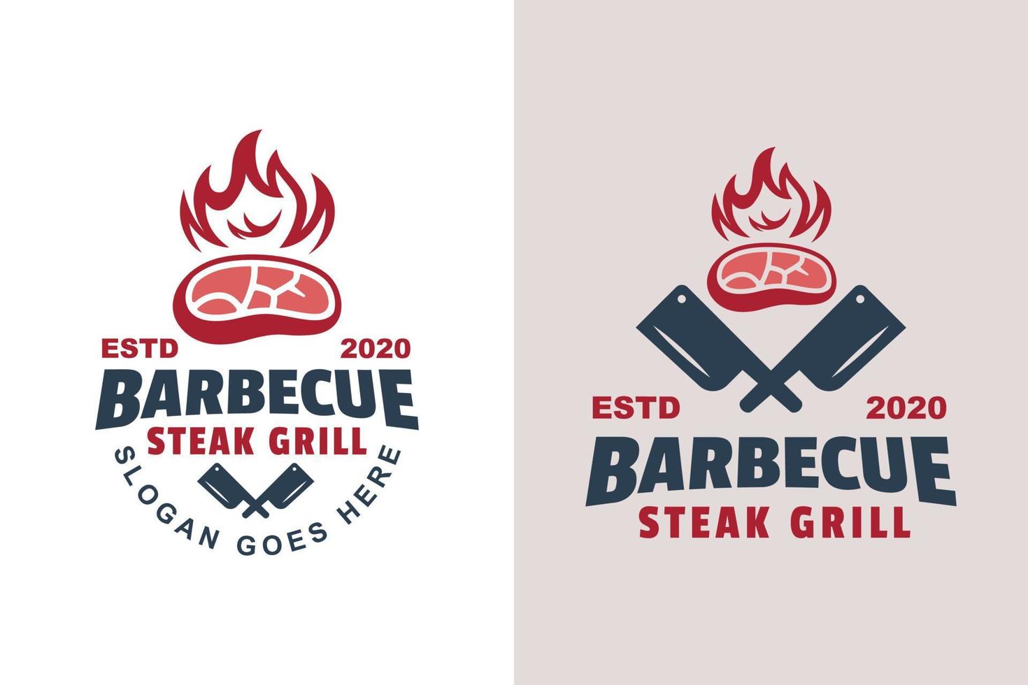 vintage barbecue steak gegrild logo twee versie vector