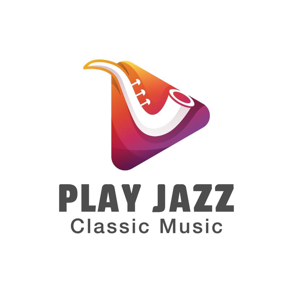 speel jazzmuzieklogo. gradiëntmuziek klassiek logo-ontwerp, vectorsjabloon vector