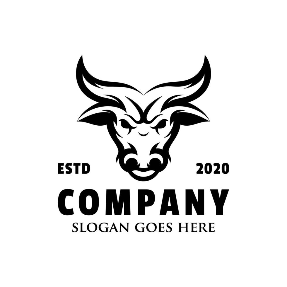 vintage retro hoofd stier logo voor uw merk ontwerpsjabloon, zwart buffel mascotte logo vector