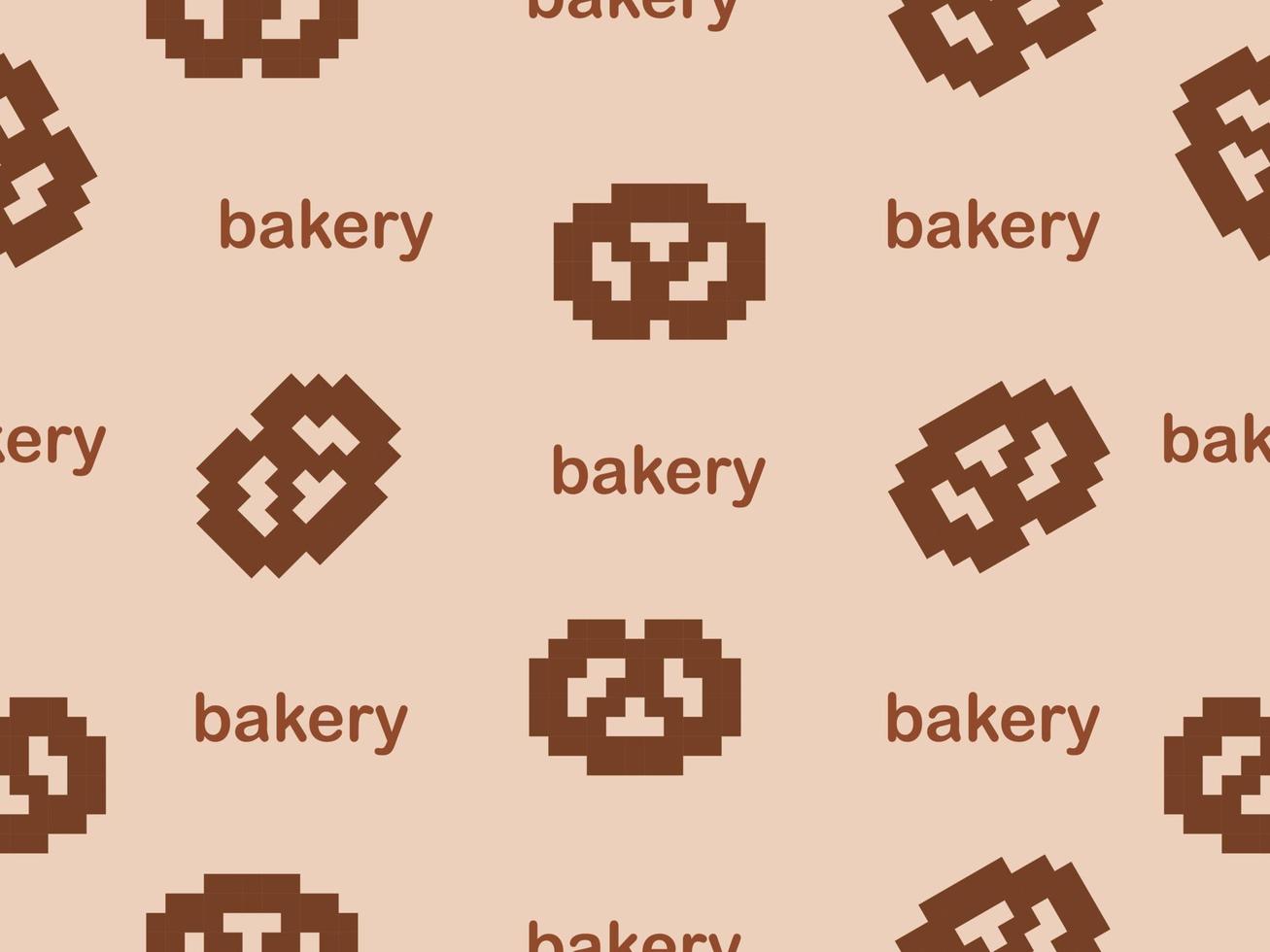 cookie cartoon karakter naadloos patroon op bruin background.pixel stijl vector