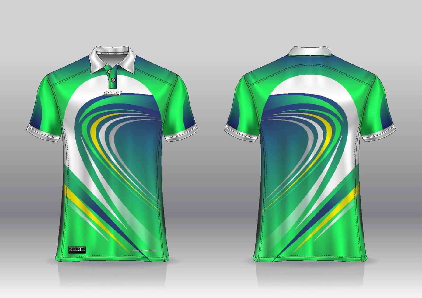 poloshirt jersey ontwerp voor sport buiten voor- en achteraanzicht vector