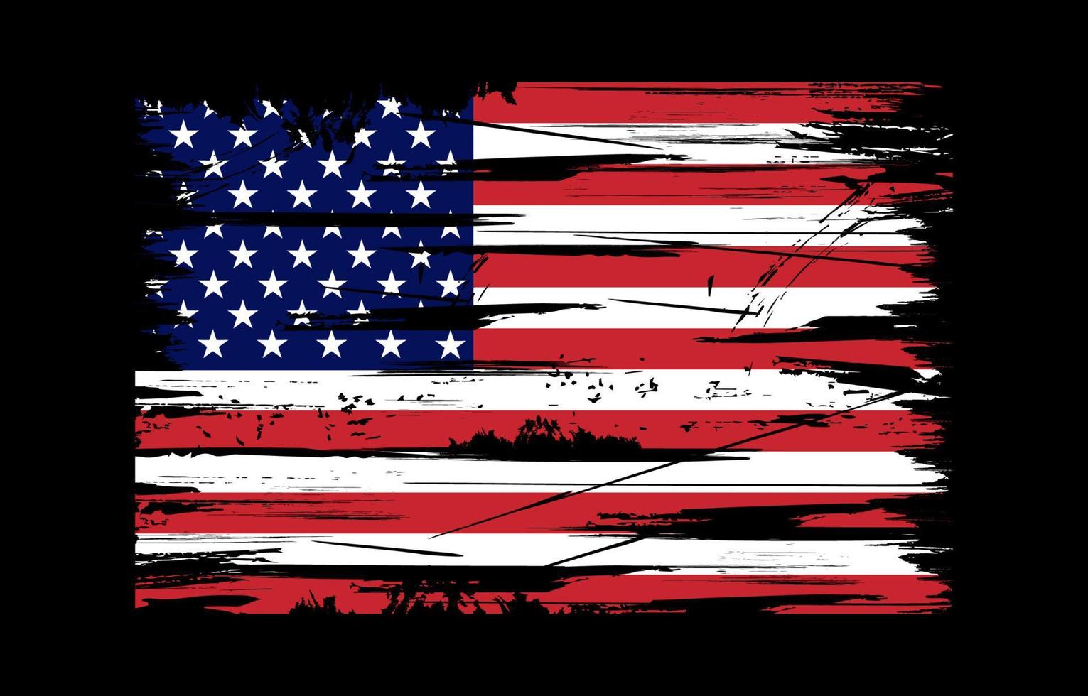 noodlijdende Amerikaanse vlag tegen zwarte achtergrond vector