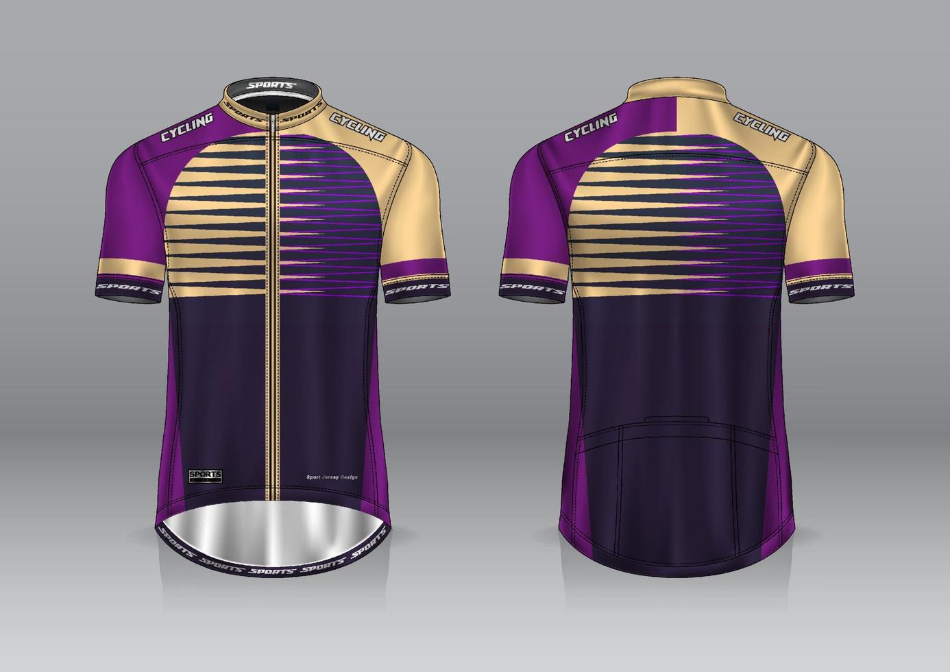 jerseyontwerp voor fietsen, voor- en achteraanzicht, en gemakkelijk te bewerken en af te drukken op stof, sportkleding voor wielerteams vector