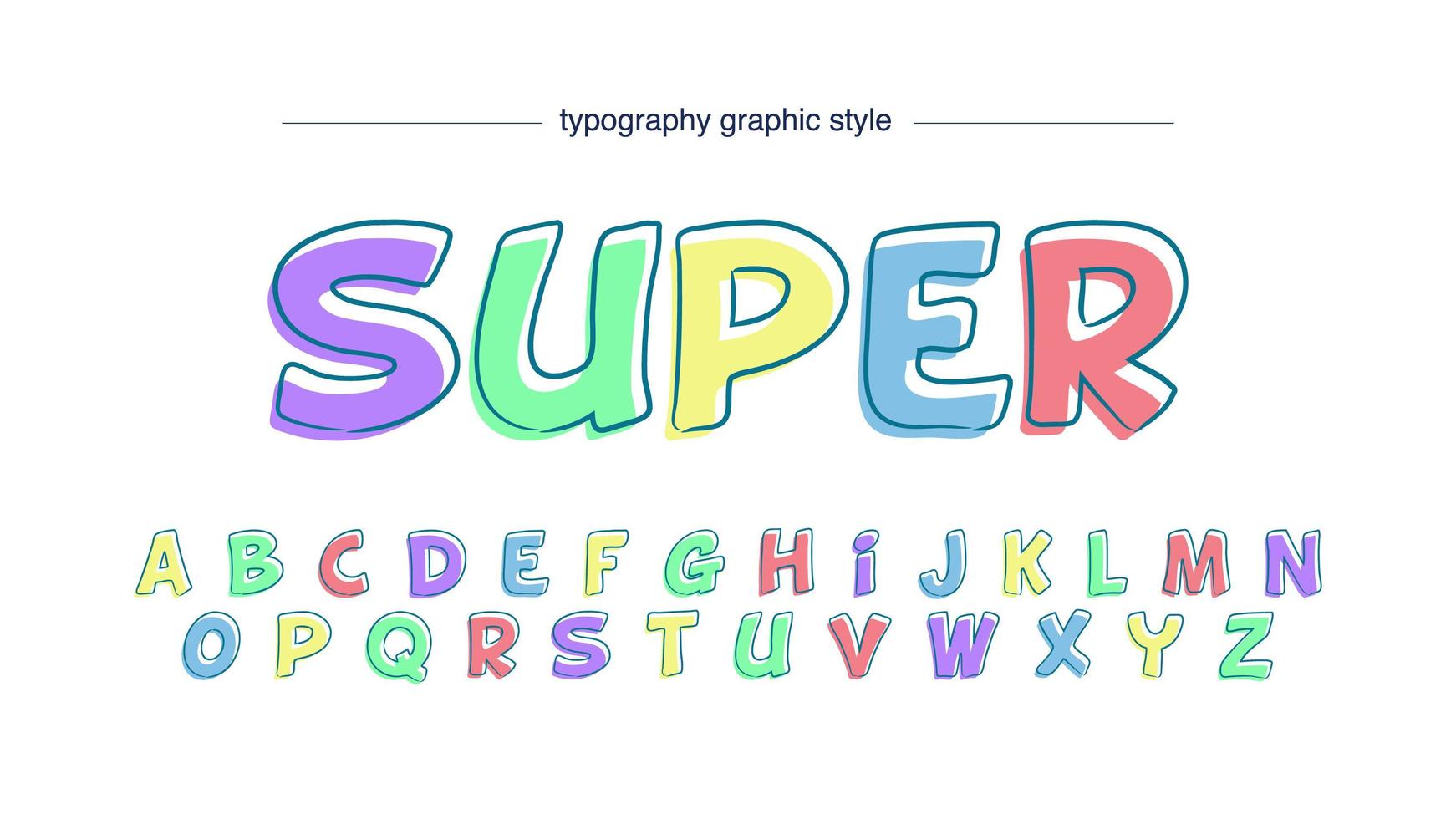 kleurrijke pastel cartoon typografie vector