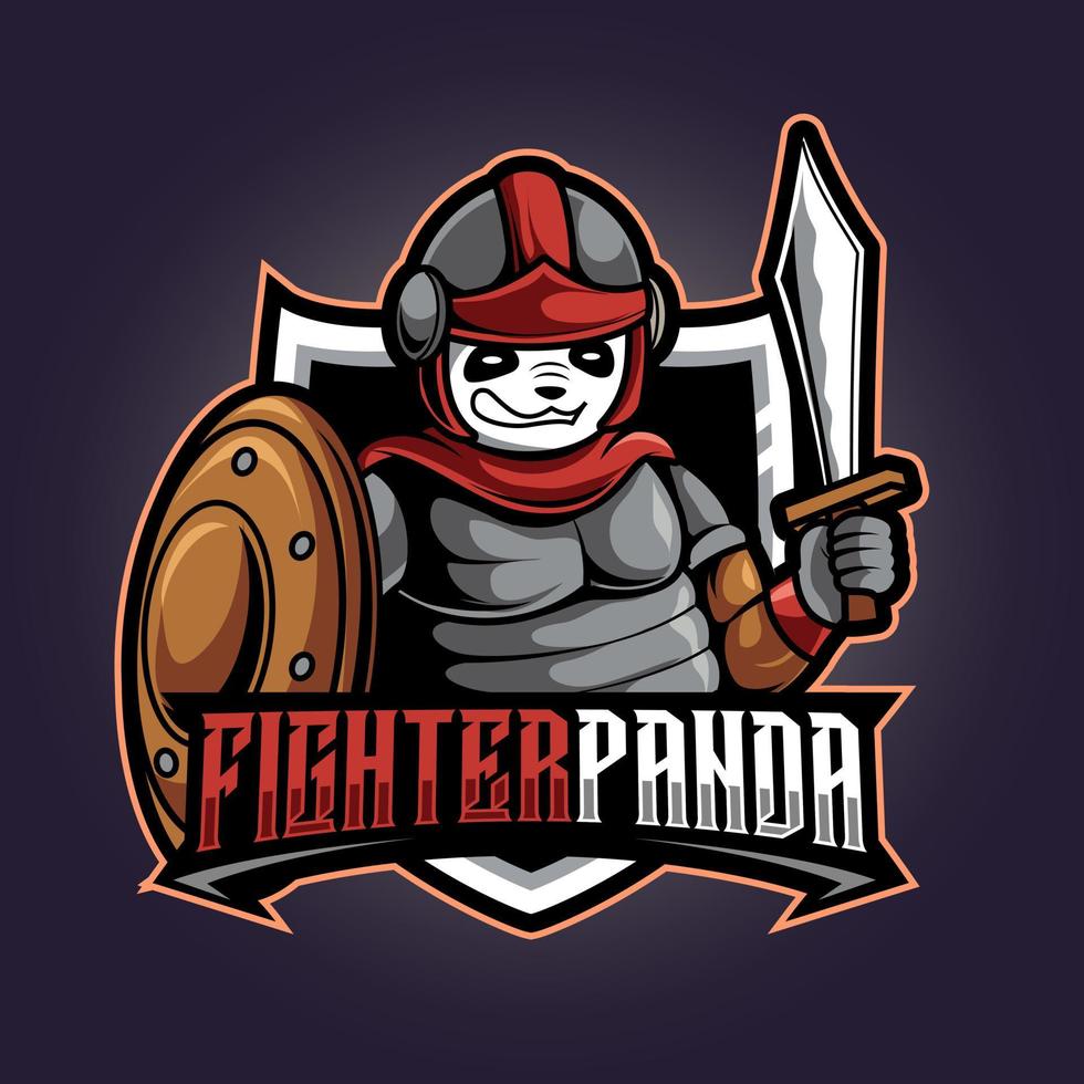 vechter panda mascotte logo illustratie concept vector