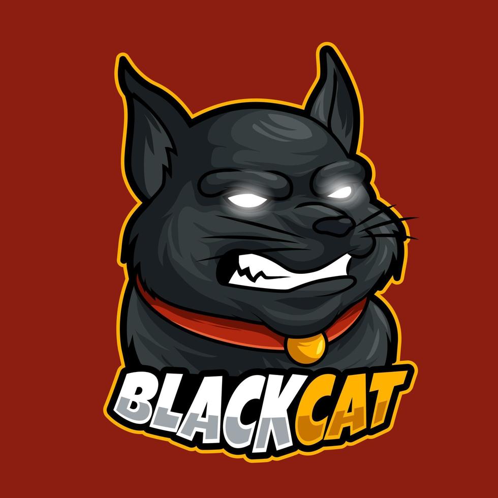 zwarte kat mascotte esport logo vector