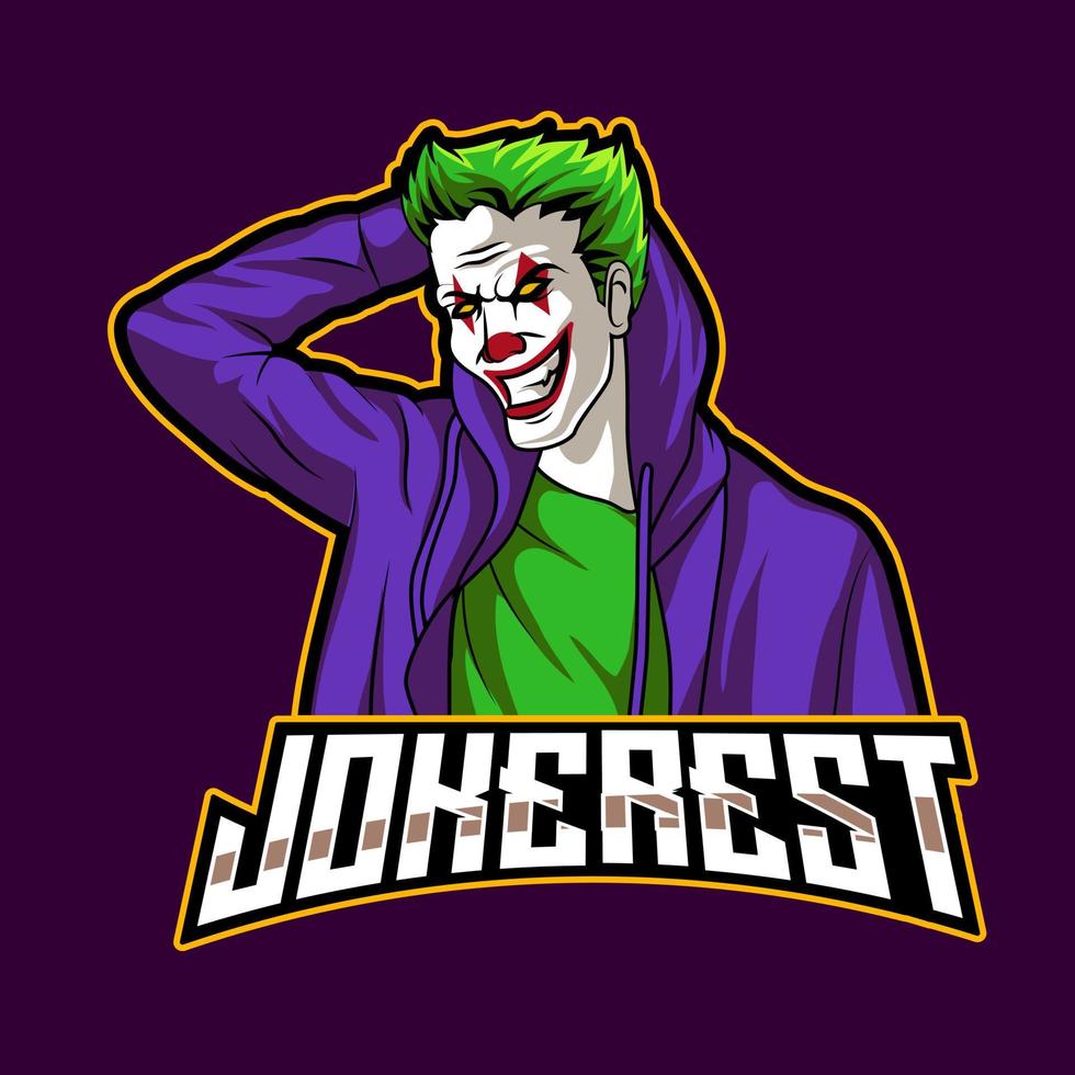 joker mascotte voor sport en esports logo vectorillustratie vector