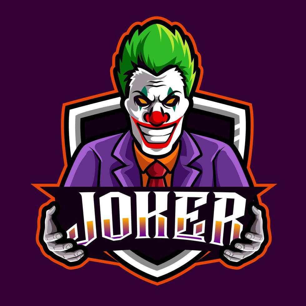 joker mascotte voor sport en esports logo vectorillustratie vector