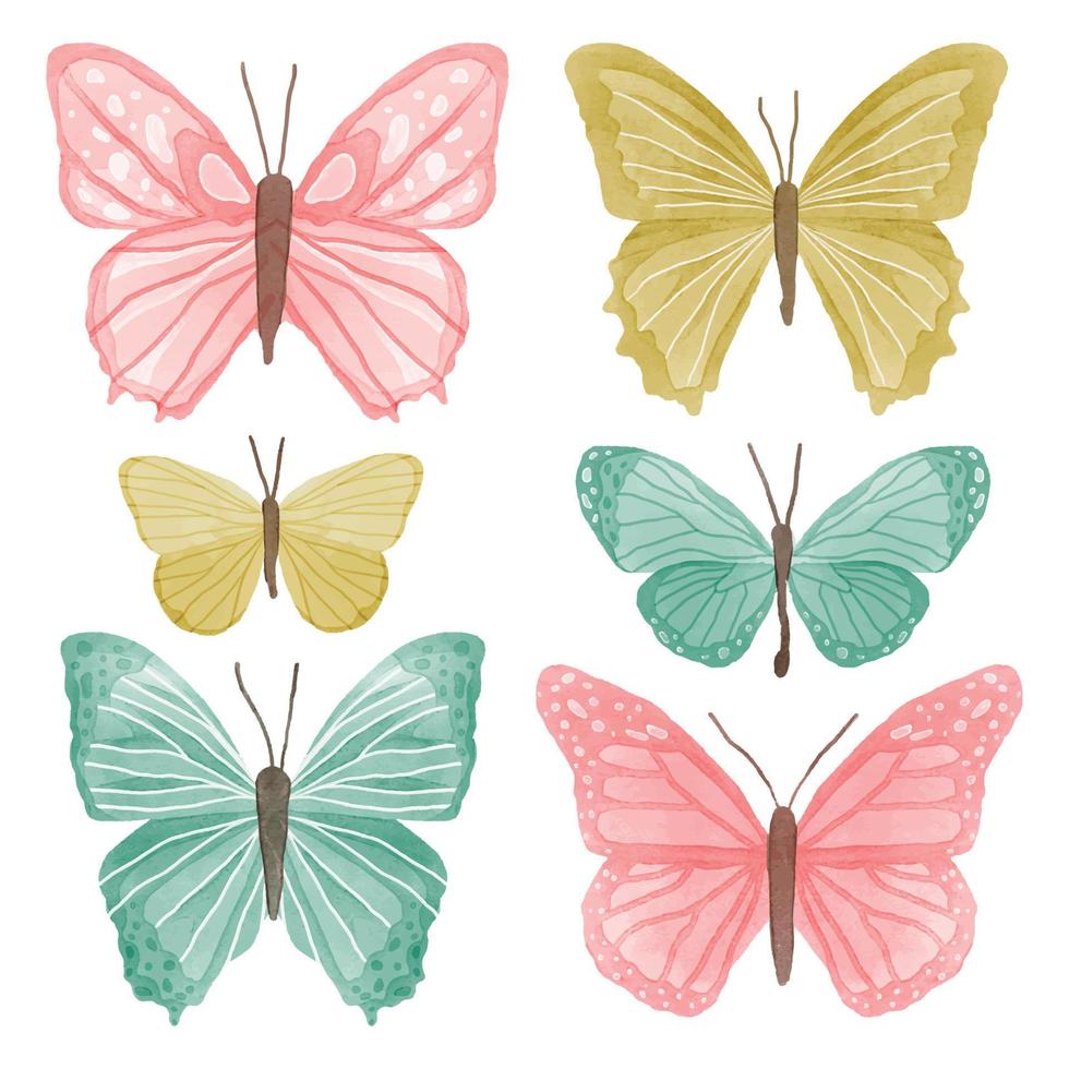 schattige aquarel vlinders collectie vector