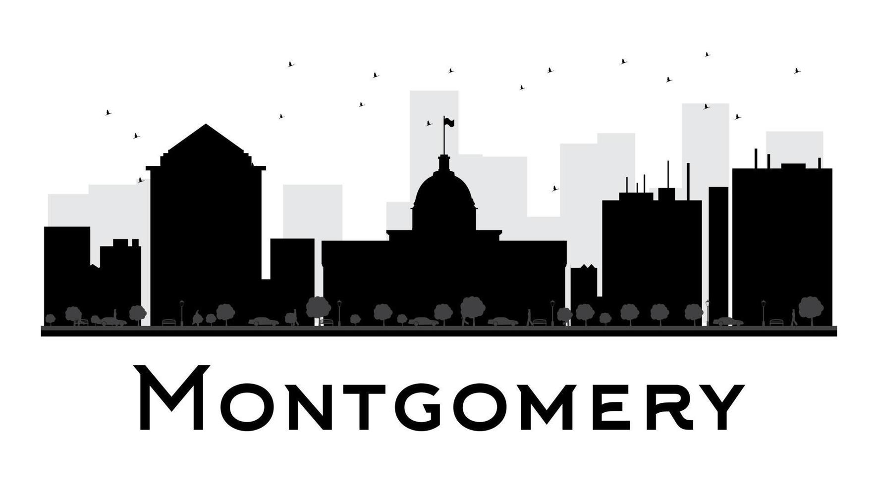 montgomery stad skyline zwart-wit silhouet. vector