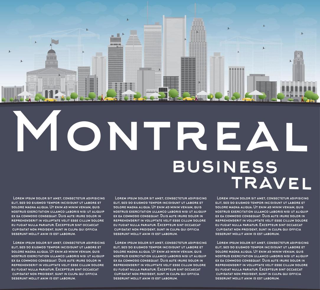 Montreal skyline met grijze gebouwen, blauwe lucht en kopieer ruimte. vector