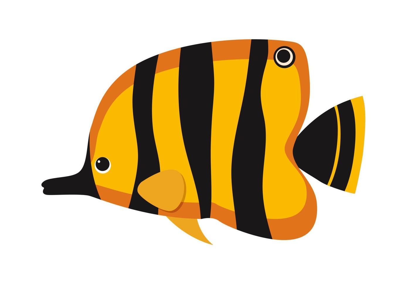 cartoon oranje en zwarte vis in vlakke stijl. vectorillustratie van aquariumvissen geïsoleerd op witte achtergrond vector