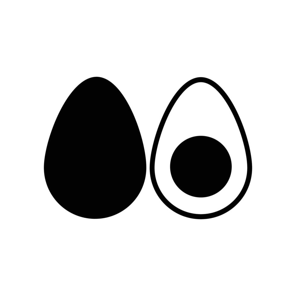 avocado silhouet zwart-wit illustratie pictogram op geïsoleerde witte achtergrond geschikt voor bes, mexico, fruit icon vector