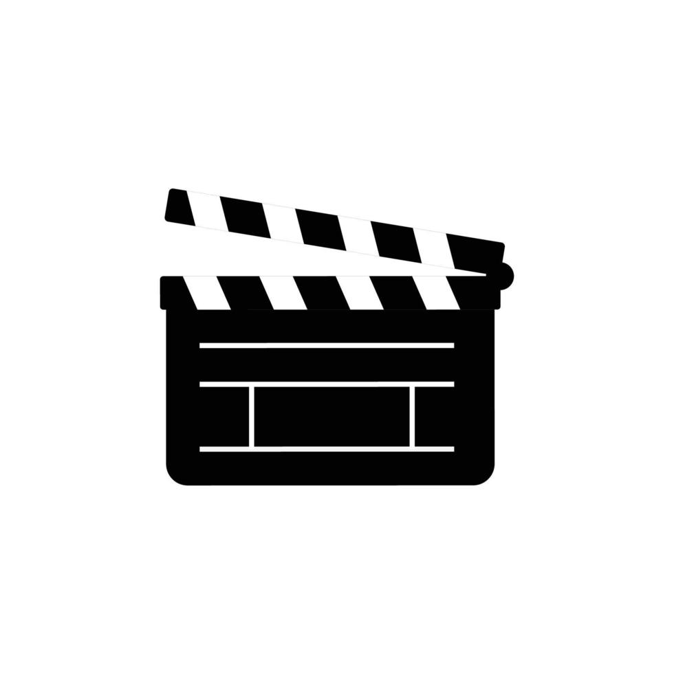 Filmklapper silhouet. zwart-wit pictogram ontwerpelement op geïsoleerde witte achtergrond vector