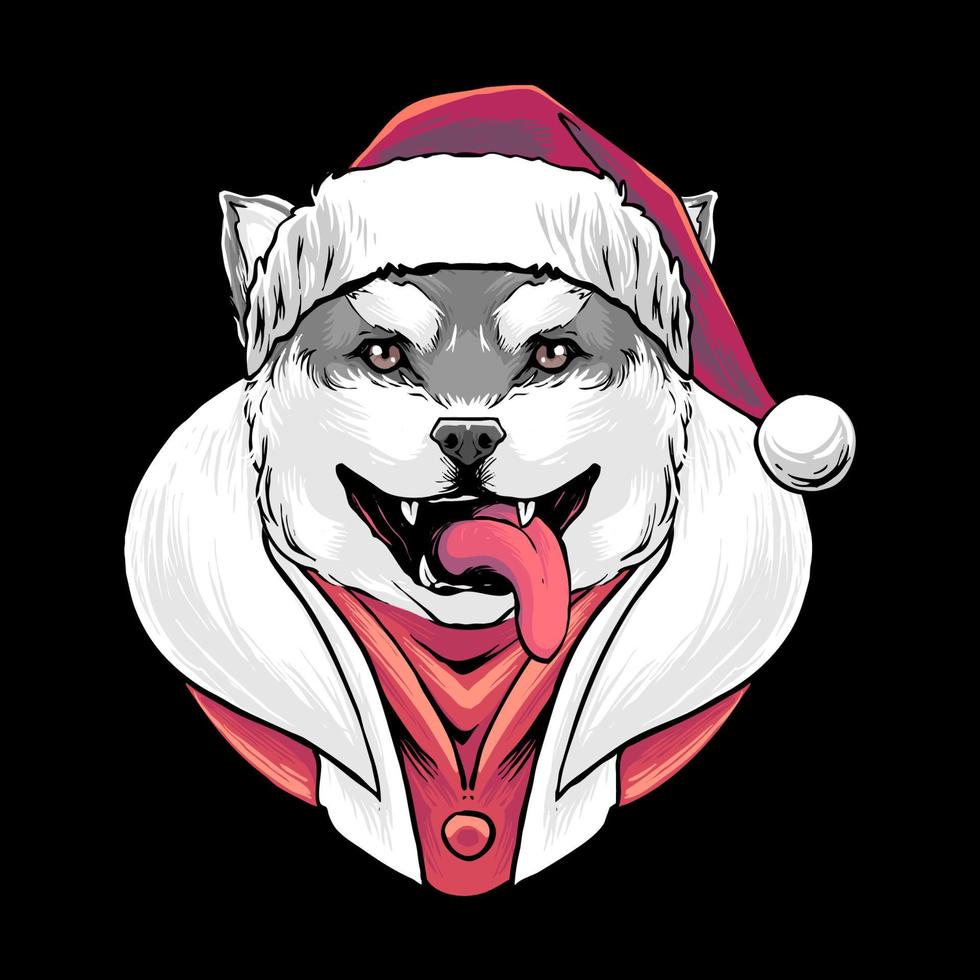 santa hond illustratie premium vector