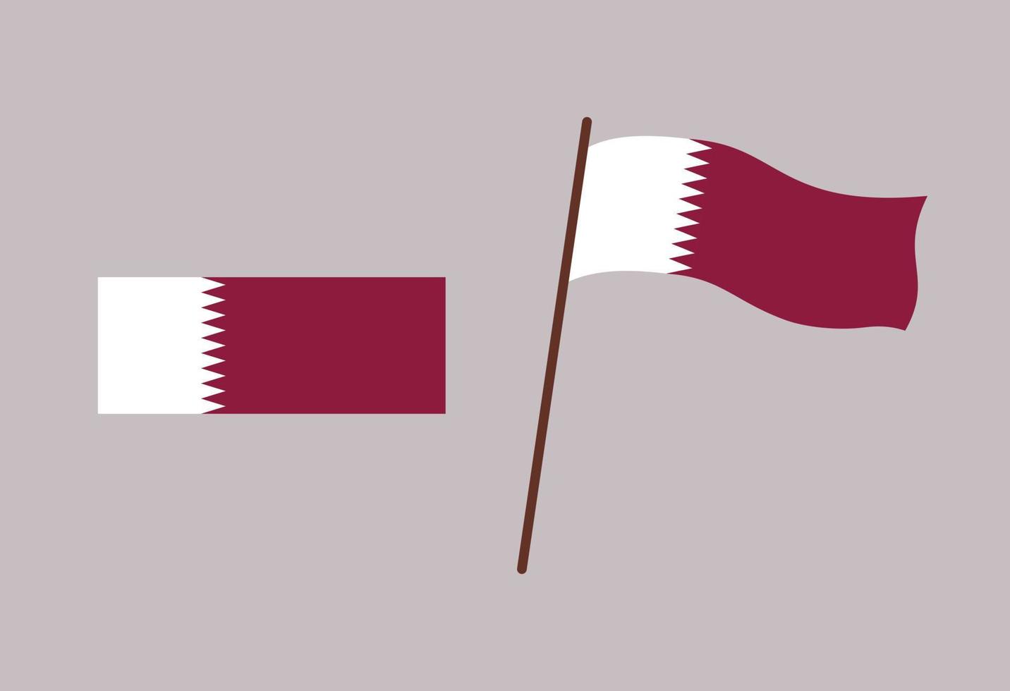 qatar vlag geïsoleerd. platte en wapperende vlag van Qatar. vector illustratie