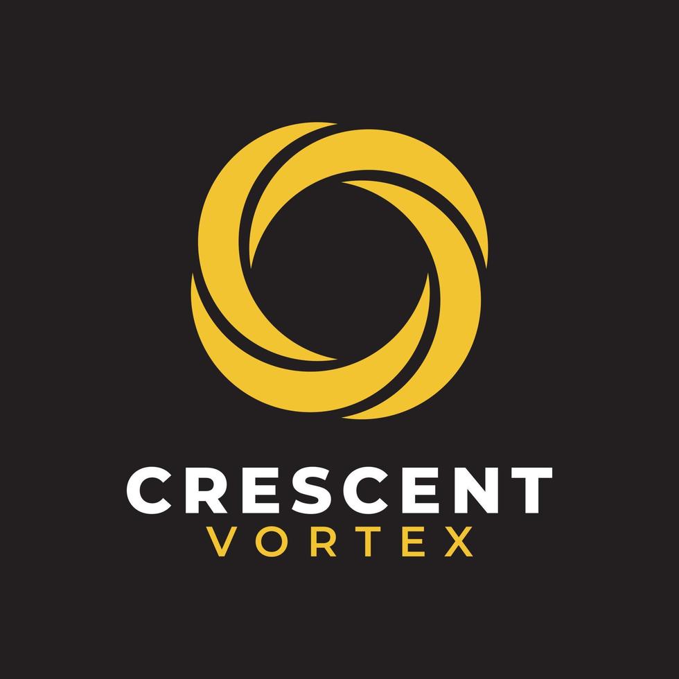 wassende maan licht vortex orkaan logo ontwerp vector