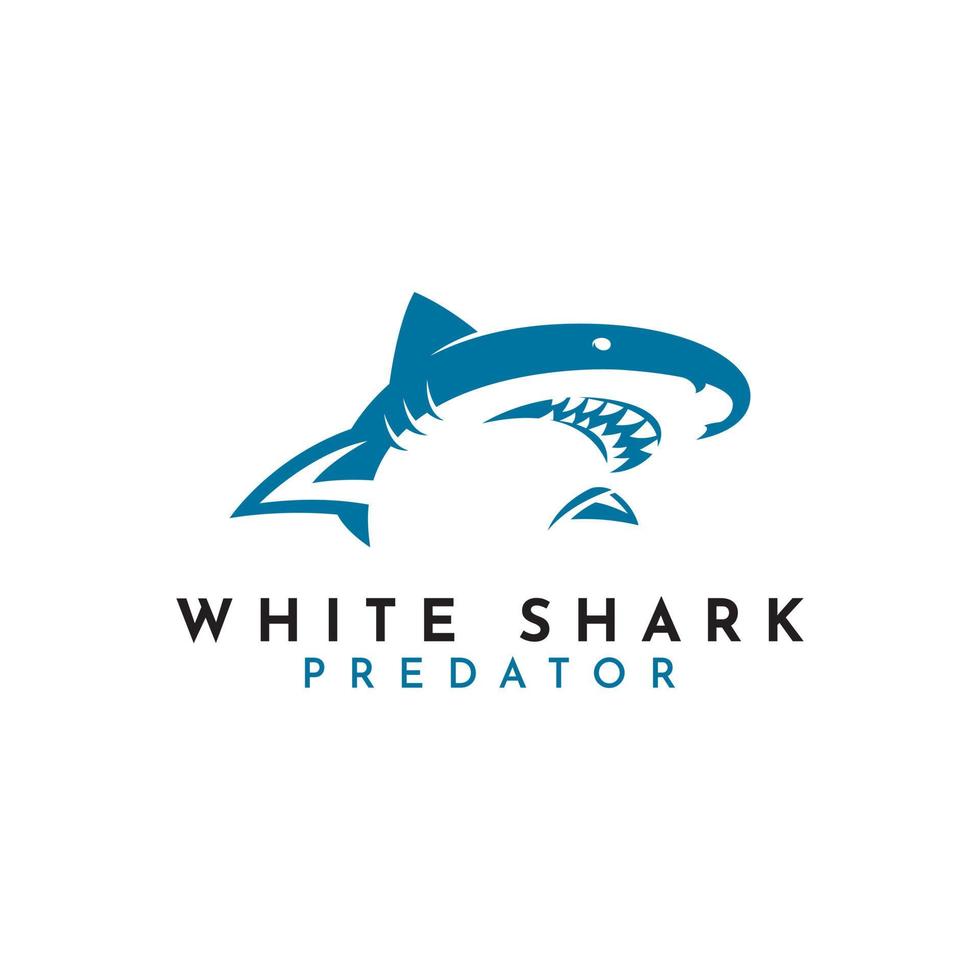 grote witte haai logo ontwerp vector