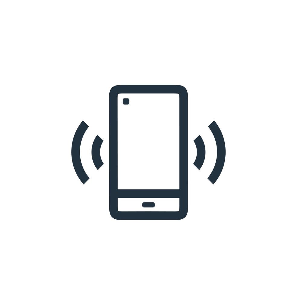 het rinkelende telefoonpictogram is geïsoleerd op een witte achtergrond. symbool voor mobiele telefoons voor web- en mobiele toepassingen. smartphone lijn vector teken.