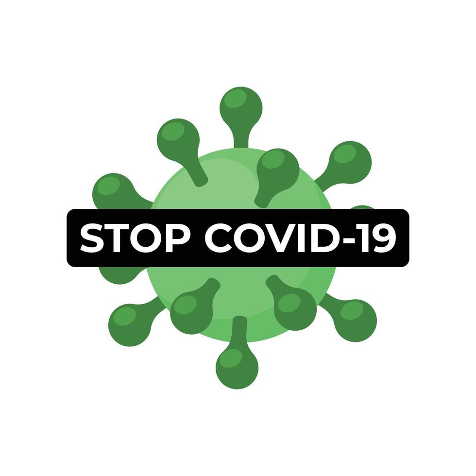 stop covid-19 woord en virus vectorillustratie vector