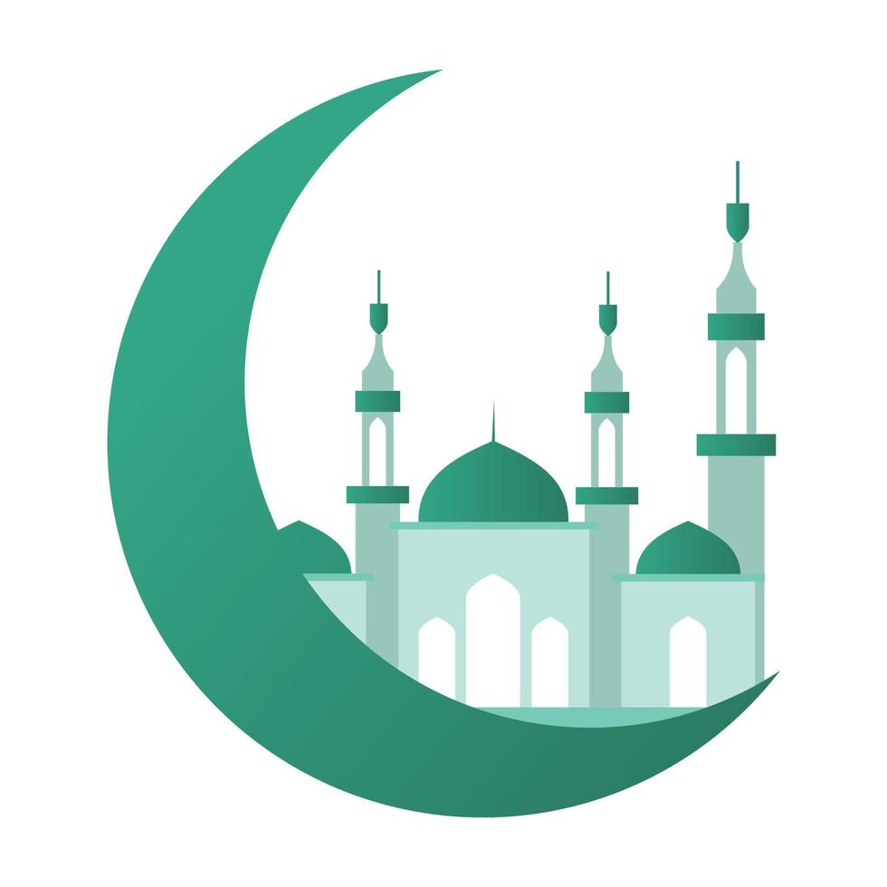 islamitische moskee met eclipsmaan vectorontwerp perfect voor ramadan of eid mubarak gratis bewerkbaar vector