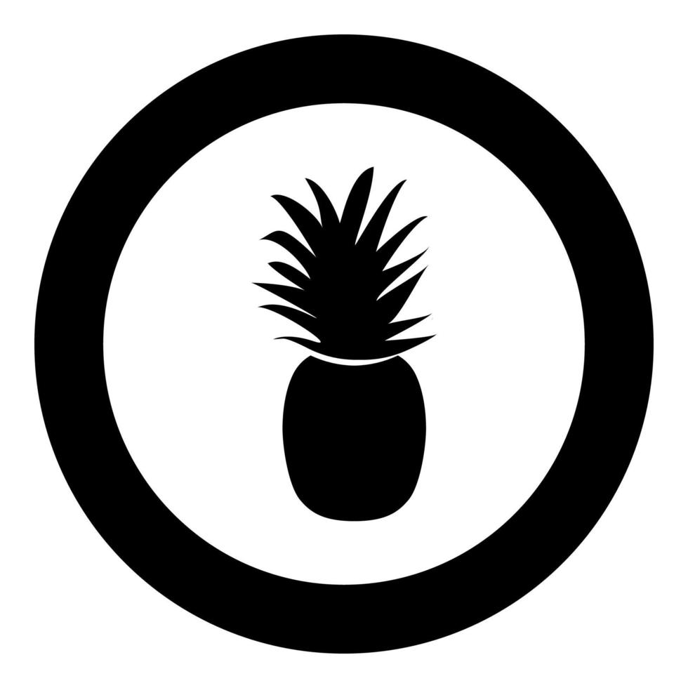 ananas het zwarte kleurpictogram in cirkel of rond vector