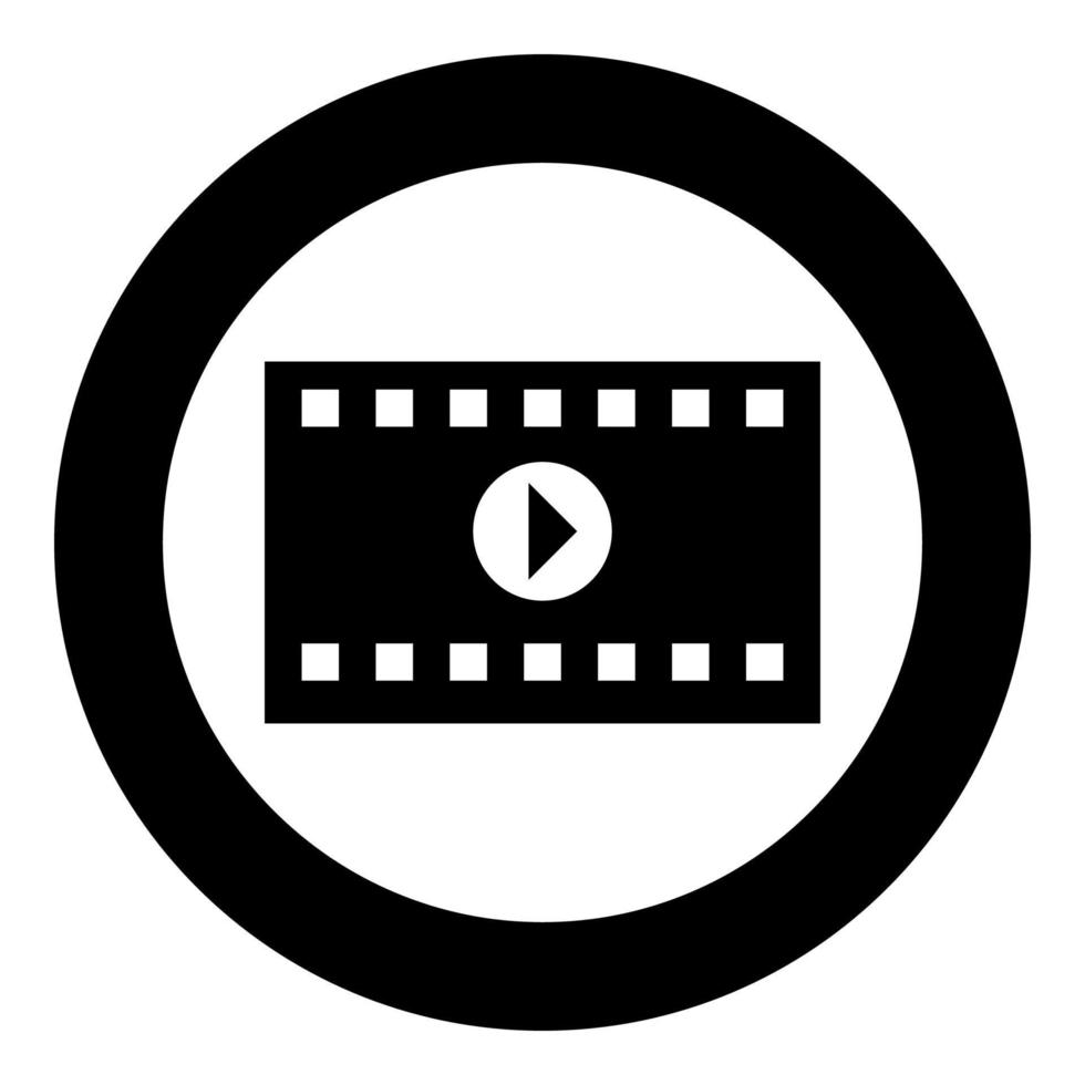 een frame uit een film het zwarte kleurpictogram in cirkel of rond vector