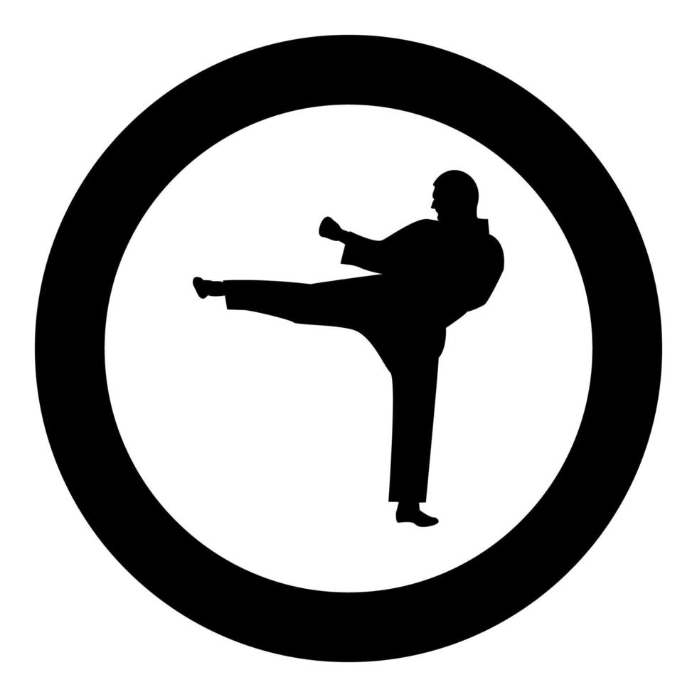 karate man pictogram zwarte kleur in cirkel vector