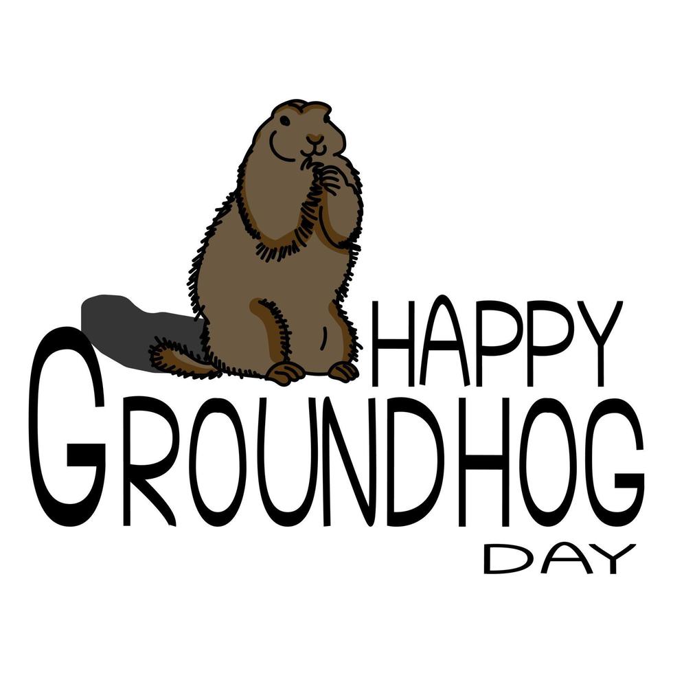 happy groundhog day, wenskaart met begroetingstekst en bruine dieren, waarzeggerij over de komst van de lente vector