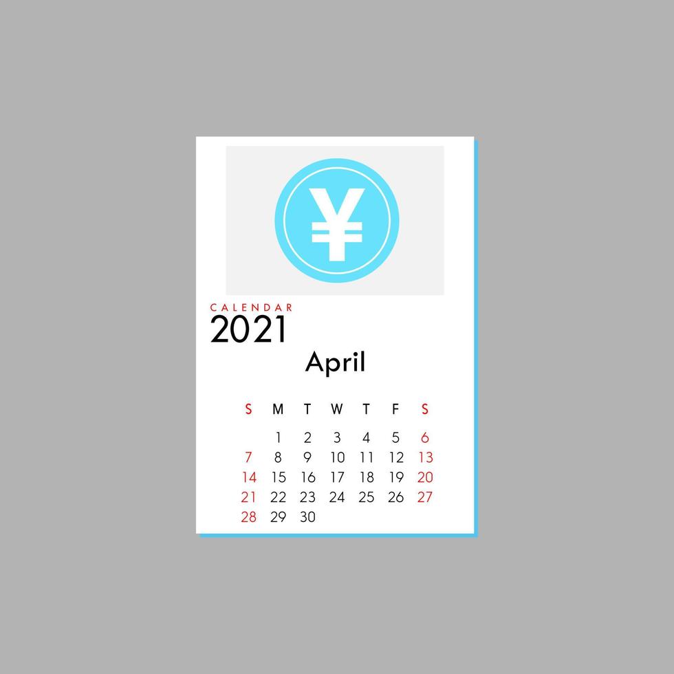 kalender april 2021 blijft plat vector