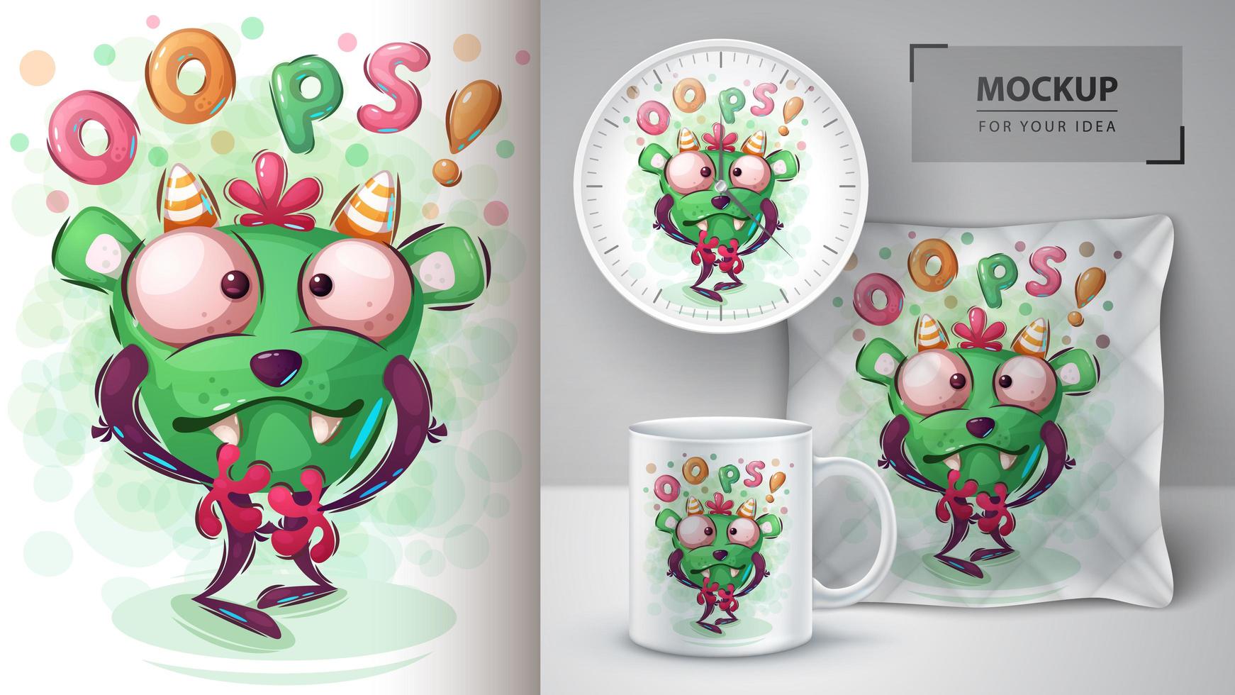 oops monster karakter poster vector