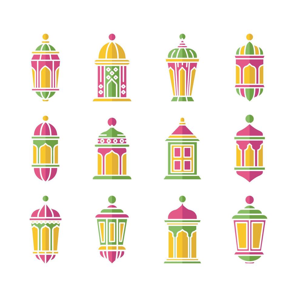 ramadan lantaarn pictogram kleurrijke vector