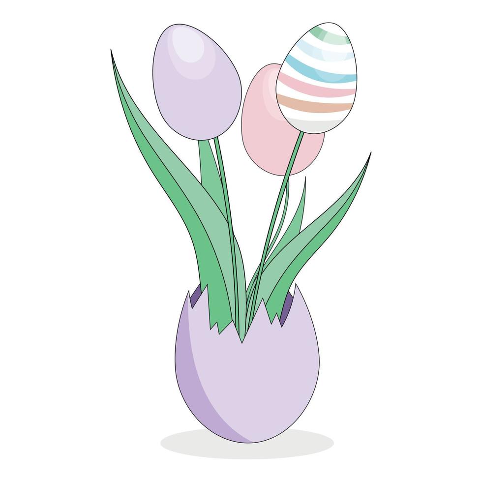 boeket tulpen in de vorm van paaseieren, vectorillustratie op een witte achtergrond. vector