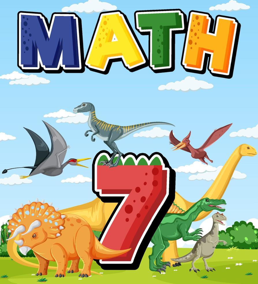 zeven dinosaurussen met nummer zeven cartoon vector
