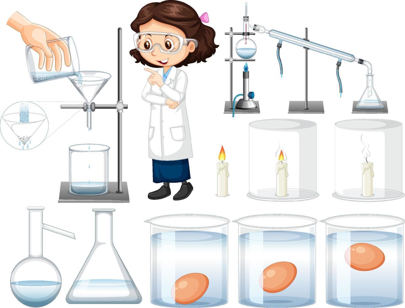 wetenschappelijk experiment met testeieren voor versheid vector